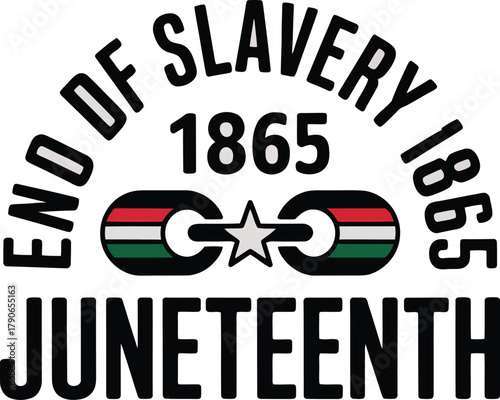 Juneteenth end of slavery 1865 with chains emancipation