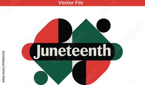 Juneteenth Geometric Design with Red Green Black and White Shapes