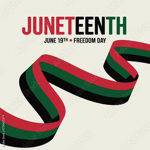 Juneteenth June 19th Freedom Day with Pan African Ribbon