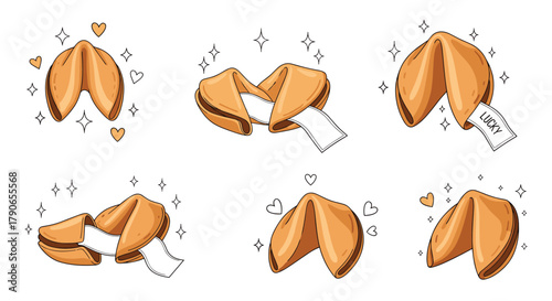 A collection of delicious fortune cookies with lucky messages inside for good luck.