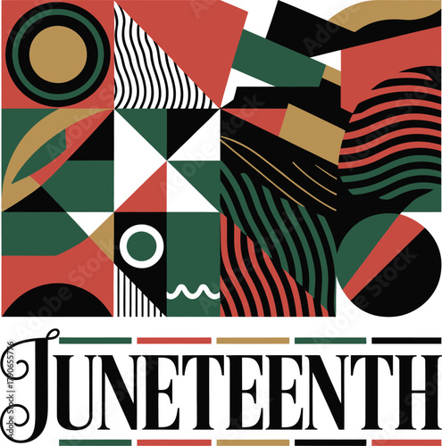Juneteenth Abstract Geometric Collage with Text June 19th
