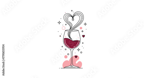 Celebrate your love with a glass of rich red wine in this heartwarming design.