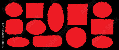 Red circle vector set of no smoking, no parking, and stop signs on a white round blank sticker template