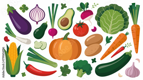 A vibrant collection of fresh, organic, healthy farm vegetables, featuring colorful produce. an assortment for culinary, diet, healthy lifestyle.