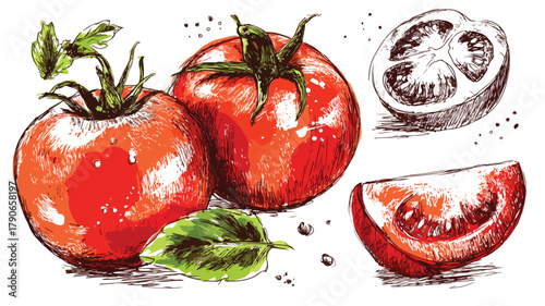 Vibrant Tomato Food and Drink Vector Collection for Healthy Lifestyle