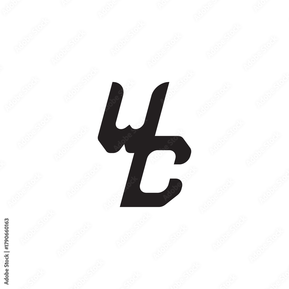 Obraz premium Unique minimalist overlaping WC Initial Bold Logo Alphabet Monogram Simple Design