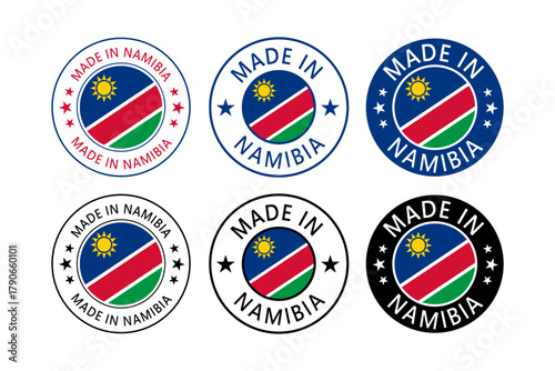 Free Download Namibia Made in Stamp in circle with flag Vector template on white background - GFXLoad