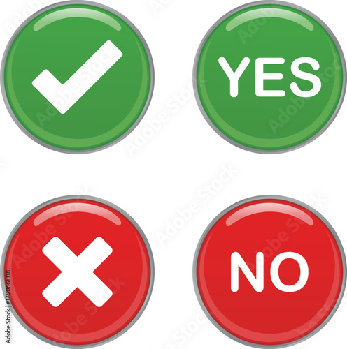 Yes and no buttons with checkmark and cross