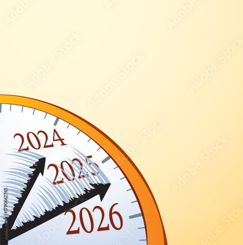 Vector drawing. The hands of a clock flutter in the wind.