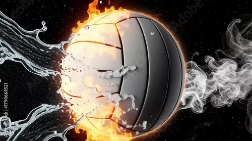 Volleyball Elemental Clash - A Dynamic Fusion of Fire and Water.
