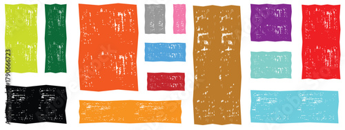 Vector wavy rectangles with grain texture, irregular colorful text boxes. Crayon drawn squares and rectangles with wavy rough edges.doodle hand drawn frames with irregular uneven shapes,	