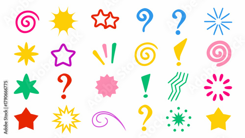 Comic doodle expression. Cartoon manga effect, speech bubble, lightning arrow, lightbulb idea, love and shock, angry emoji expressive symbol. Spiral, tears and stars. Vector set 2