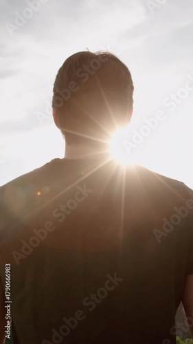 Wallpaper Mural mindful man meditating at mountain sunrise slow motion spiritual wellness inner peace Torontodigital.ca