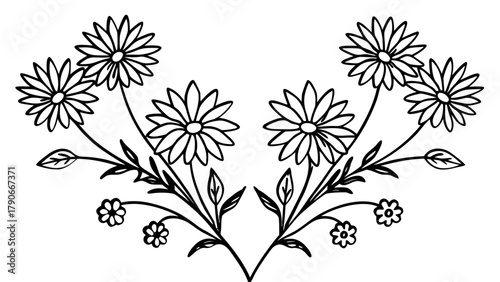 Floral bakground or wallpaper with tender flowers and leaves. Botanical foliage for wedding invitation or wall art. Vector illustration. 12