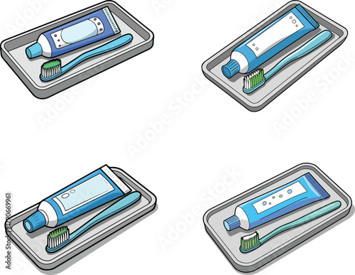 Brush and pest icon set