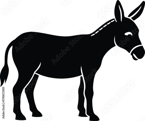 Donkey silhouette vector icon. Farm animal and livestock symbol
