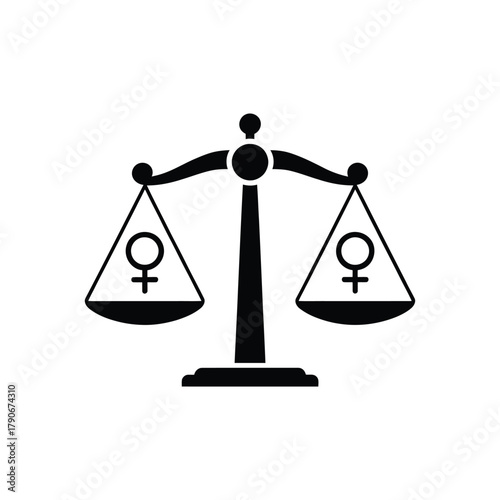 Scales of justice balancing female symbols representing equality
