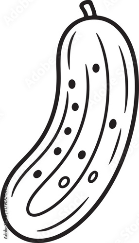 Pickle Line Art, Coloring Book Page Line Art Drawing, Vector and Illustration
