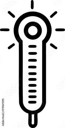 Simple black vector thermometer icon on white background for temperature measurement