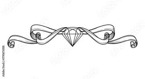 Decorative ribbon and diamond motif in linear design  