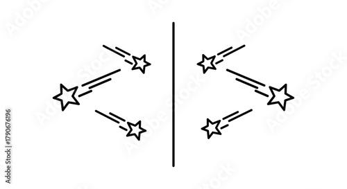 Shooting stars icon illustration in minimalistic style  