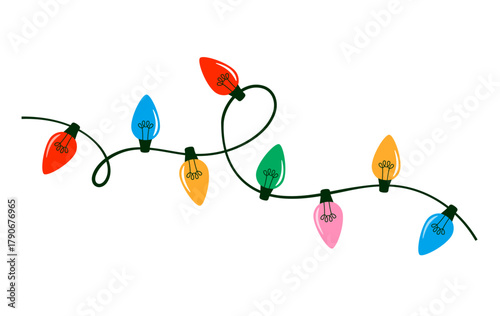Colorful Christmas lights garland