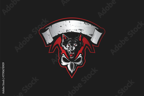Wolf and skull vector image logo template