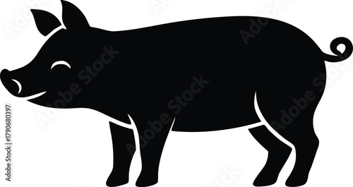 Pig vector illustration, Isolated farm animal graphic