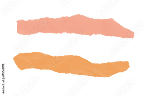 Wallpaper Mural Coral and Orange Torn Paper Strips Isolated on White Background for Collage and Design Torontodigital.ca