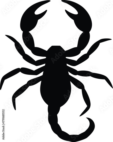 Scorpion silhouette vector icon. Poisonous arachnid animal symbol.