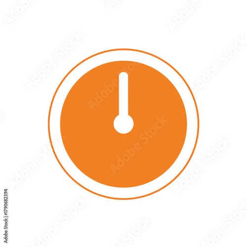 Simple Orange Clock Icon Time Management Concept
