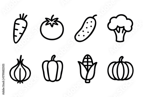 Vibrant illustration showcases a variety of vegetables including carrots, tomatoes, cucumbers, and more against a clean, white background. Perfect for food lovers and health enthusiasts.