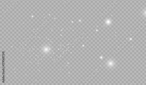 Snowflakes falling decoration isolated background. White snow flying on transparent