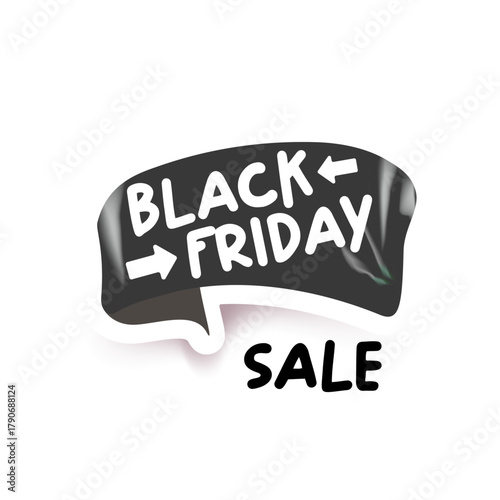 Fototapeta Black Friday SALE black and white sticker isolated on white