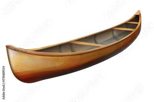 Canoe floating on a calm water surface ready for adventure and exploration in serene natural settings