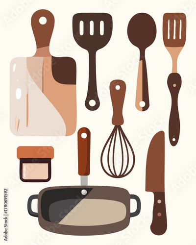kitchen utensils set Illustration. vector.