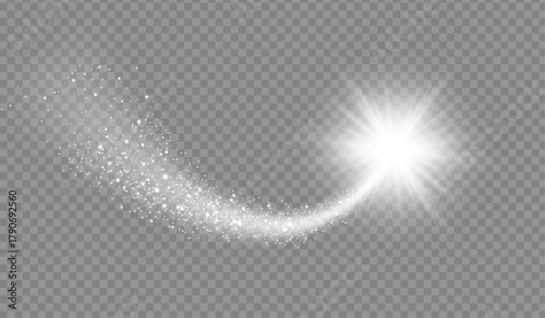 Light glow effect stars bursts with sparkles isolated on transparent background. Stock royalty free vector illustration. PNG