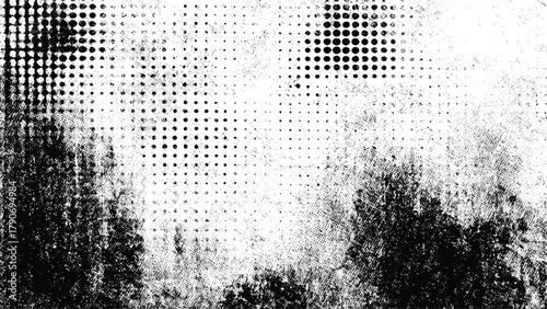 Obraz na plátně Abstract grunge halftone dot texture background with distressed worn effect isolated on white background, Vector, illustration