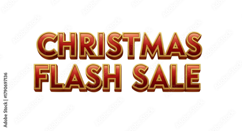 Fototapeta premium Christmas flash sale text with festive red and gold design