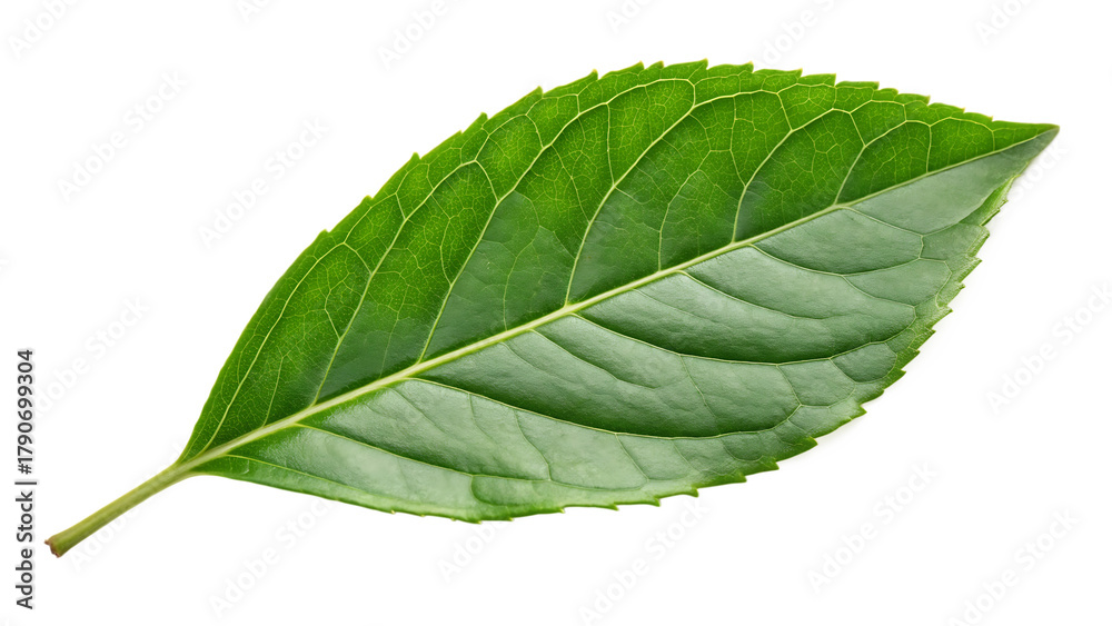 Fototapeta premium Emergence of a vibrant green leaf cut out on PNG. AI GENERATED.