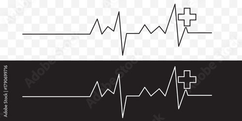 Ecg heart beat line. heart beat sinus rhythm line. Healthcare medical hospital logo. Vector illustration icon. Isolated on white background. ECG Electrocardiogram with healthy rhythm, cardio attack.