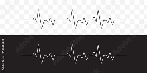 Heartbeat line. Pulse cardiogram Icons of heart beat. Ecg Electrocardiogram with healthy rhythm, cardio attack, ischemia, infarction. Symbol for cardiac. ECG Vector illustration. EPS 10.