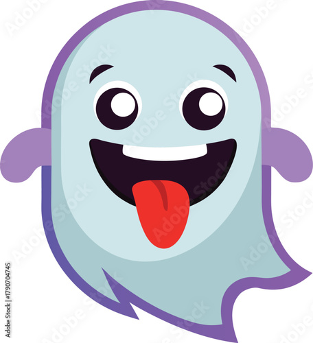 A playful, cartoon Whimsical ghost with a mischievous grin and a playfully protruding tongue, embodying the spirit of fun and lightheartedness.