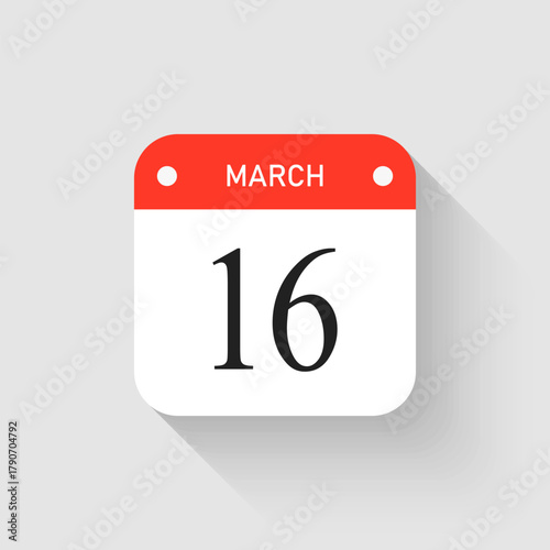 Vector icon page day calendar - 16 March month