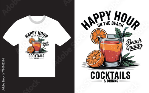 Happy hour cocktails and drinks on the beach