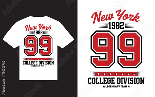 New york college division 99 tshirt graphic design red