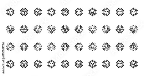 40 set of outline web the sun icons such as sun, sun, vector thin icons for report, presentation, diagram, web design, mobile app