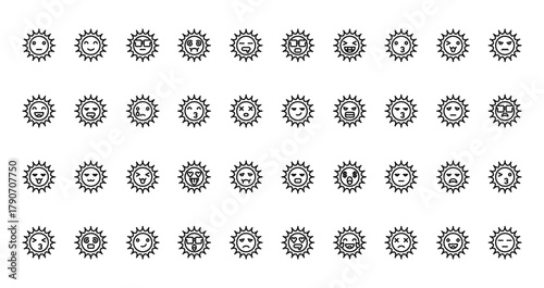 40 set of outline web the sun icons such as sun, sun, vector thin icons for report, presentation, diagram, web design, mobile app