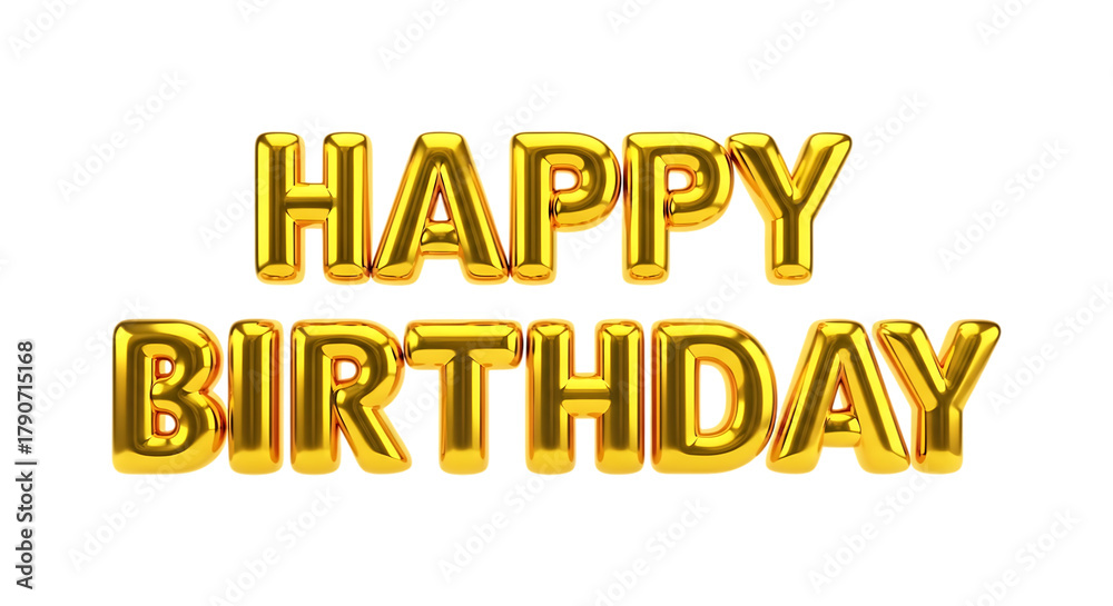 Fototapeta premium Luxurious Golden Inflatable Balloon Lettering Spelling Happy Birthday Isolated On Transparency Ready For Festive Celebrations Parties And Joyful Greeting Card Designs