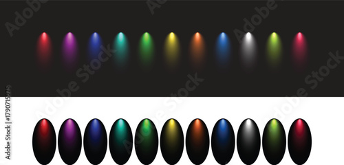 Colored Spotlights and Color Samples Vector Lighting Comparison